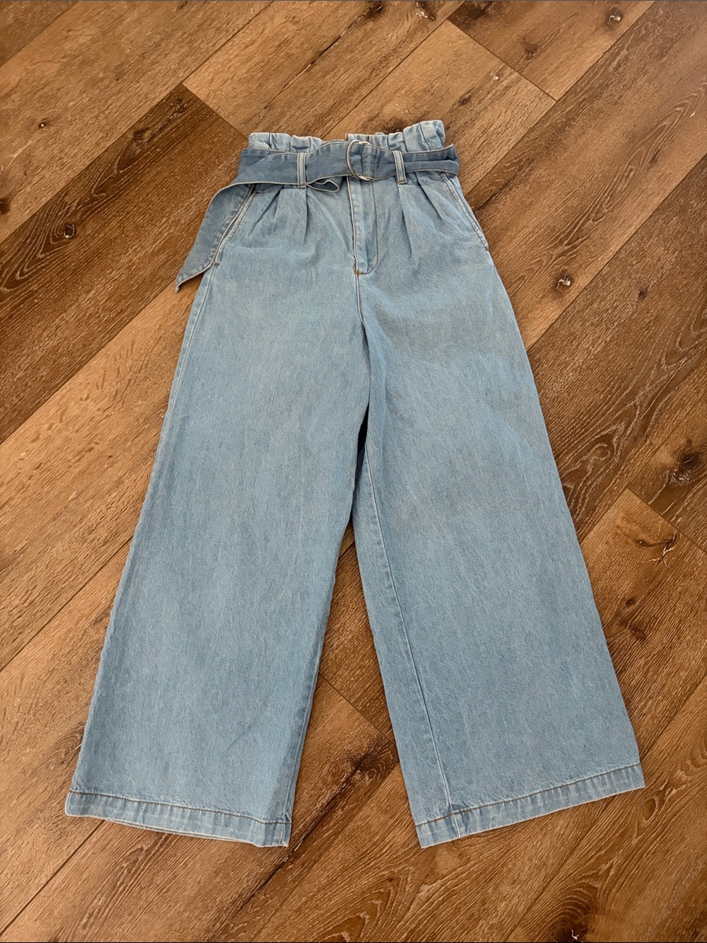 High-Waist Wide Leg Paperbag Jeans Denim